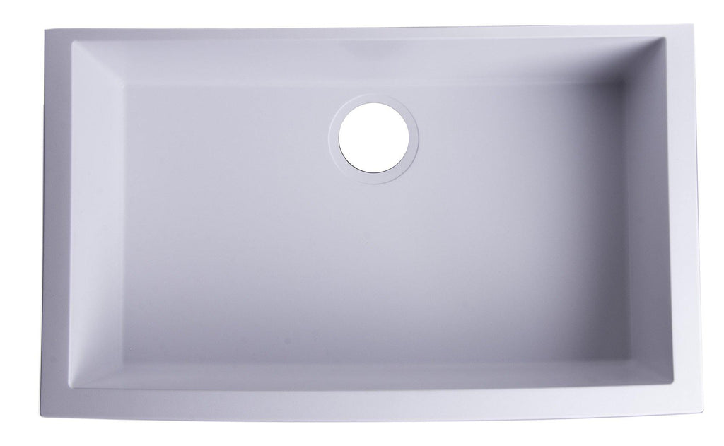 White 30" Undermount Single Bowl Granite Composite Kitchen Sink Sink Alfi 