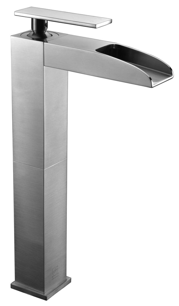 Brushed Nickel Single Hole Tall Waterfall Bathroom Faucet Faucets Alfi 