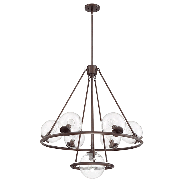 7 Lt Chandelier With Clear Seeded Glass Globe Shade - Provincial Bronze