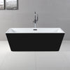59 inch Black & White Rectangular Acrylic Free Standing Soaking Bathtub Bathtub Alfi 