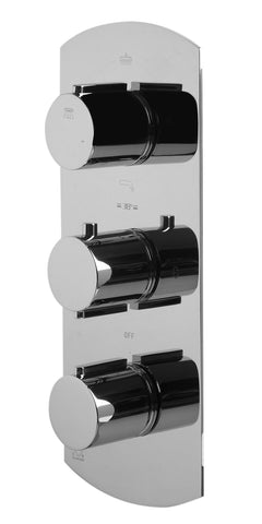 Polished Chrome Concealed 4-Way Thermostatic Valve Shower Mixer /w Round Knobs Faucets Alfi 