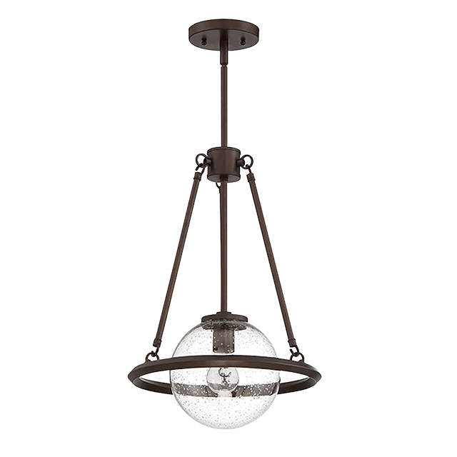 1 Lt Pendant With Clear Seeded Glass Globe Shade - Provincial Bronze