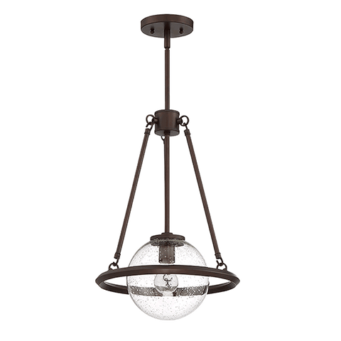 1 Lt Pendant With Clear Seeded Glass Globe Shade - Provincial Bronze