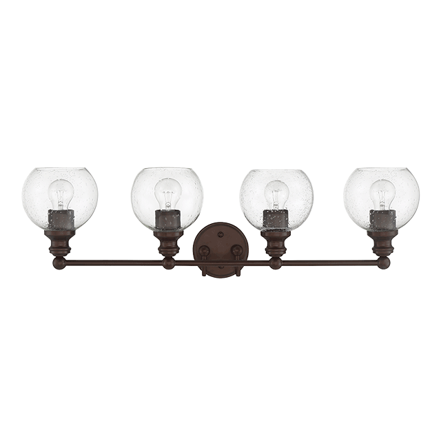 4 Lt Vanity With Clear Seeded Glass Globe Shades - Provincial Bronze