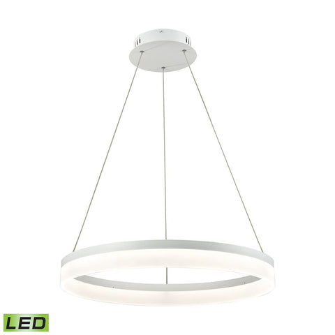 Cycloid 1 Light LED Pendant In Matte White With Acrylic Diffuser - Medium