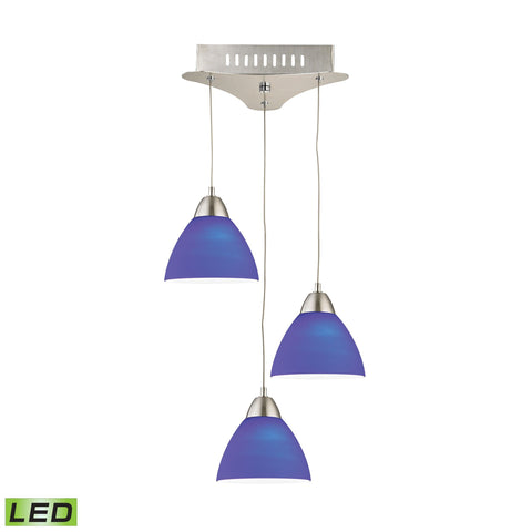 Piatto Triple Led Pendant Complete With Blueglass Shade And Holder Ceiling ELK Lighting 
