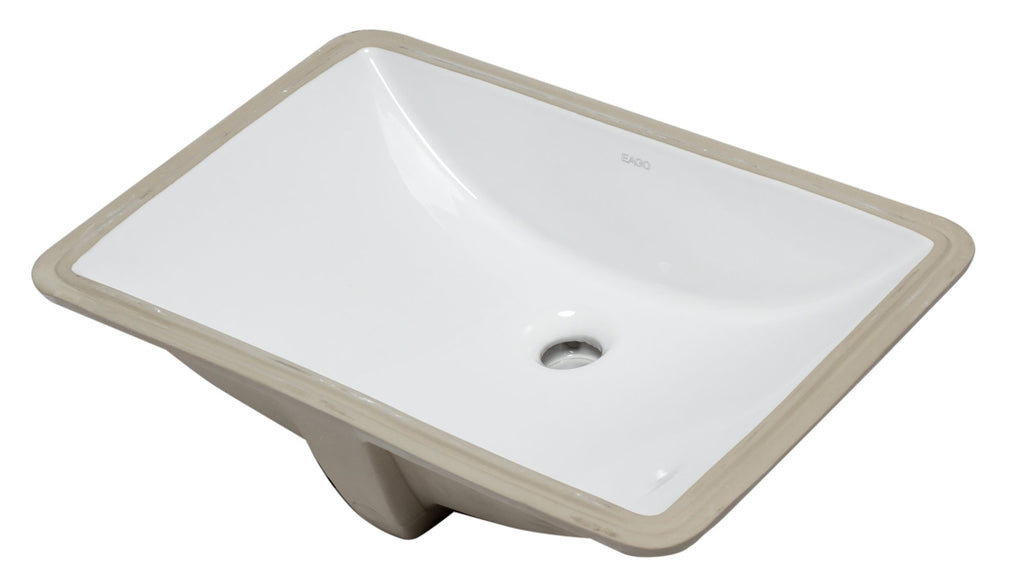 White Ceramic 22"x15" Undermount Rectangular Bathroom Sink Sink Alfi 