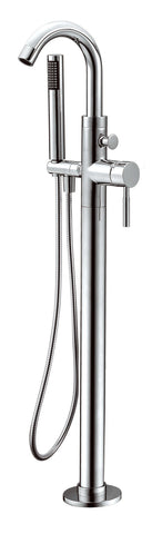 Polished Chrome Single Lever Floor Mounted Tub Filler Mixer w Hand Held Shower Head Faucets Alfi 