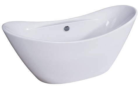 68 inch White Oval Acrylic Free Standing Soaking Bathtub Bathtub Alfi 