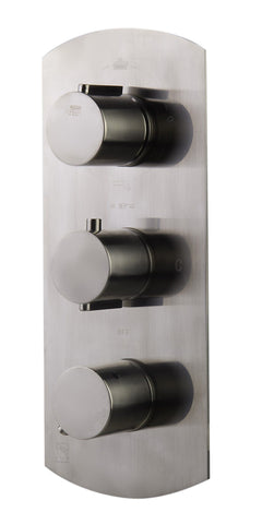 Brushed Nickel Concealed 4-Way Thermostatic Valve Shower Mixer /w Round Knobs Faucets Alfi 