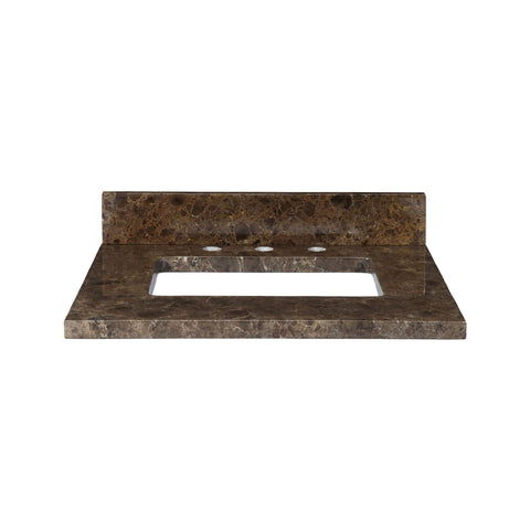 Stone Top - 25-inch for Rectangular Undermount Sink - Dark Emperador Marble Furniture Ryvyr 