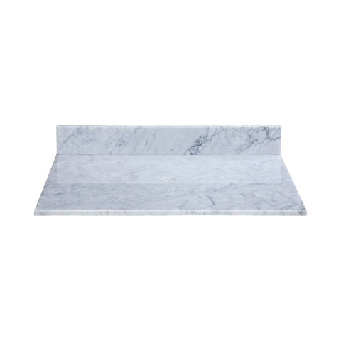 Stone Top - 37-inch for Vessel Sink - White Carrara Marble Furniture Ryvyr 