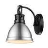 Duncan Wall Sconce/Bath Vanity - Matte Black with Pewter Shade