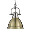 Duncan Mini Pendant with Chain - Pewter with Aged Brass Shade