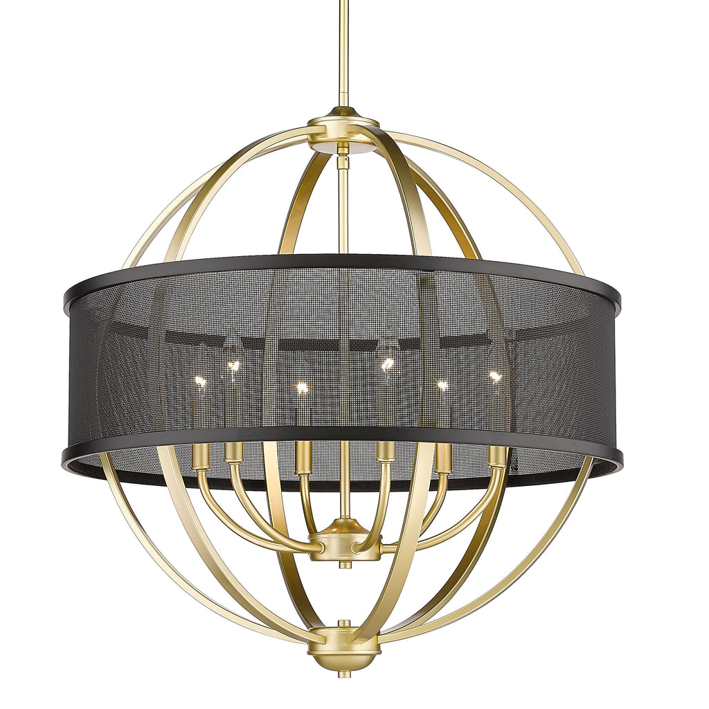 Colson 6 Light Chandelier (with Matte Black Shade) - Olympic Gold