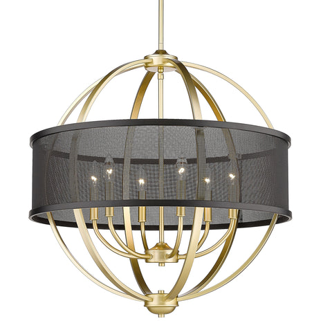 Colson 6 Light Chandelier (with Matte Black Shade) - Olympic Gold