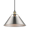 Orwell 1 Light Pendant - 14" - Aged Brass with Pewter Shade