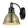 Duncan Wall Sconce/Bath Vanity - Matte Black with Aged Brass Shade