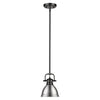 Duncan Mini Pendant with Rod - Matte Black with Pewter Shade