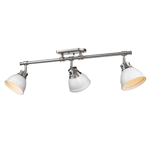 Duncan Semi-Flush - Track Light - Pewter with White Shade