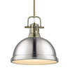 Duncan 1 Light Pendant with Rod - Aged Brass with Pewter Shade