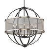 Colson 9 Light Chandelier (with Pewter Shade) - Matte Black