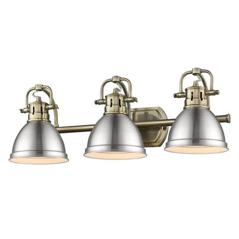 Duncan 3 Light Bath Vanity - Aged Brass with Pewter Shade