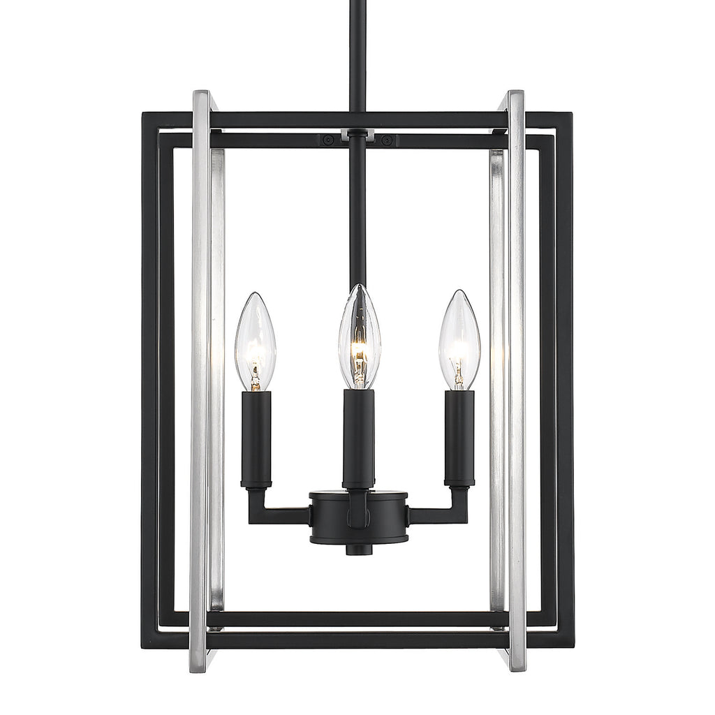 Tribeca 4 Light Chandelier - Matte Black with Pewter Accents