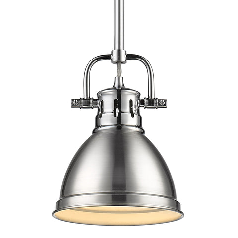 Duncan Mini Pendant with Rod - Chrome with Pewter Shade