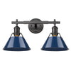 Orwell 2 Light Bath Vanity - Matte Black with Navy Shades