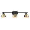 Duncan 3 Light Bath Vanity - Matte Black with Aged Brass Shade