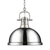 Duncan 1 Light Pendant with Chain - Pewter with Chrome Shade