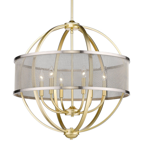 Colson 6 Light Chandelier (with Pewter Shade) - Olympic Gold