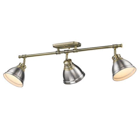 Duncan Semi-Flush - Track Light - Aged Brass with Pewter Shade