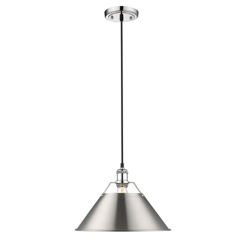Orwell 1 Light Pendant - 14" - Chrome with Pewter Shade