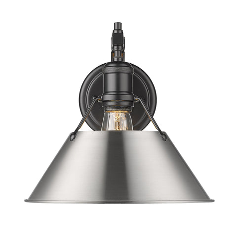 Orwell 1 Light Wall Sconce - Matte Black with Pewter Shade