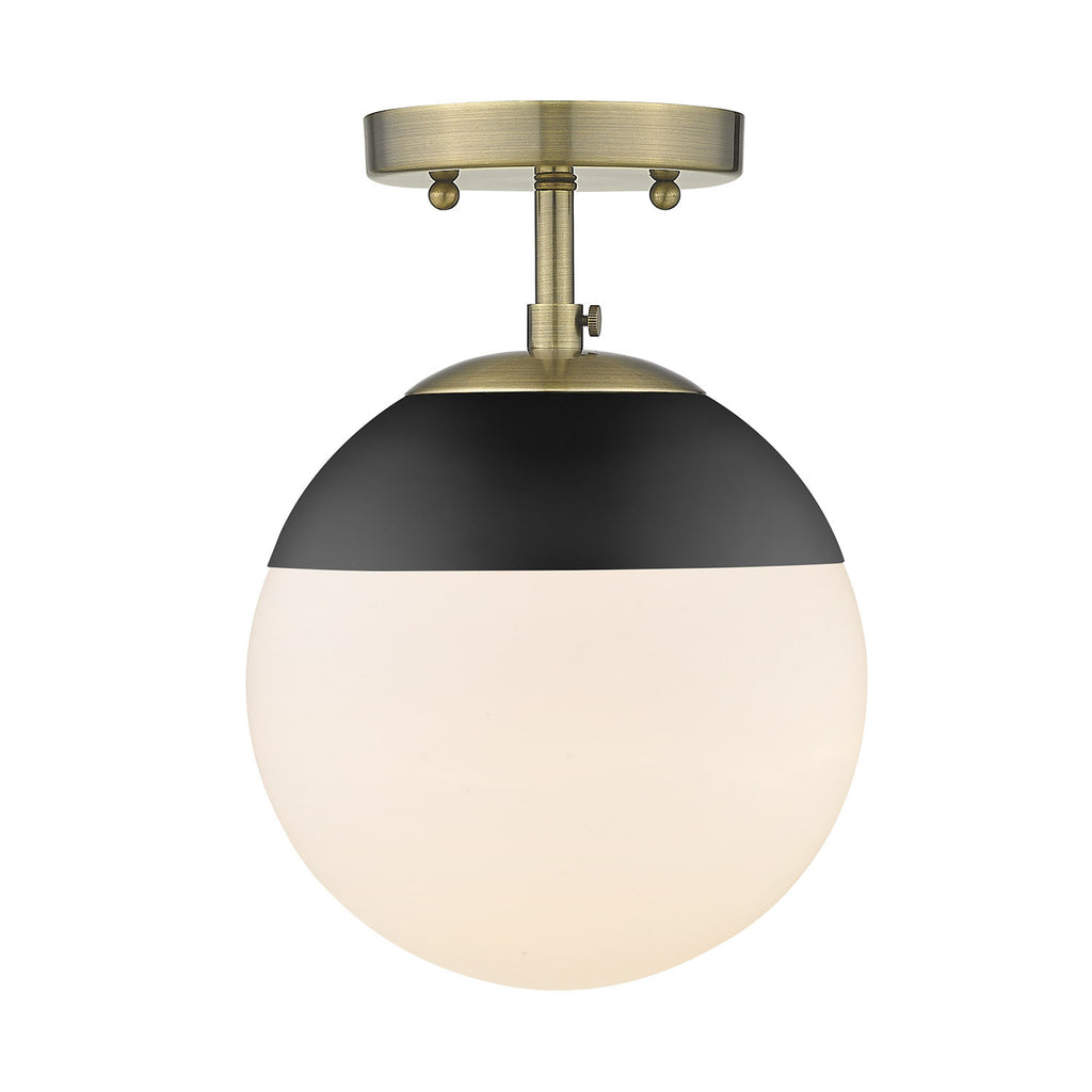 Dixon Semi-Flush - Aged Brass with Matte Black Cap