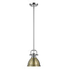 Duncan Mini Pendant with Rod - Chrome with Aged Brass Shade