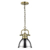 Duncan Mini Pendant with Chain - Aged Brass with Chrome Shade