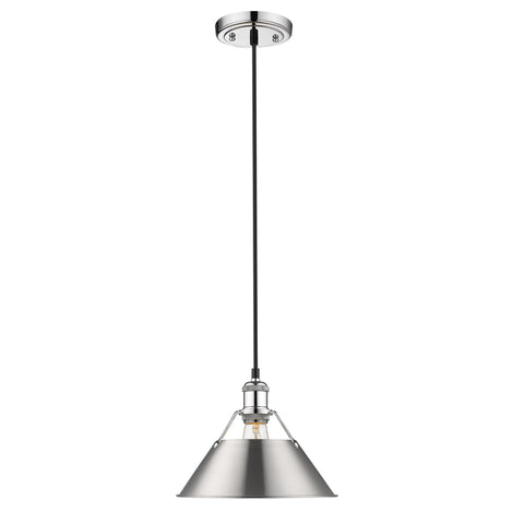 Orwell 1 Light Pendant - 10" - Chrome with Pewter Shade