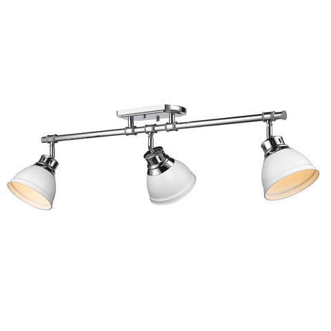 Duncan Semi-Flush - Track Light - Chrome with White Shade