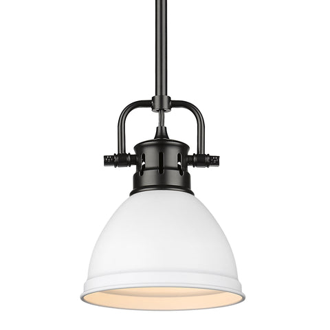 Duncan Mini Pendant with Rod - Matte Black with White Shade