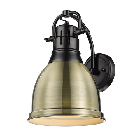 Duncan 1-Light Wall Sconce - Matte Black with Aged Brass Shade