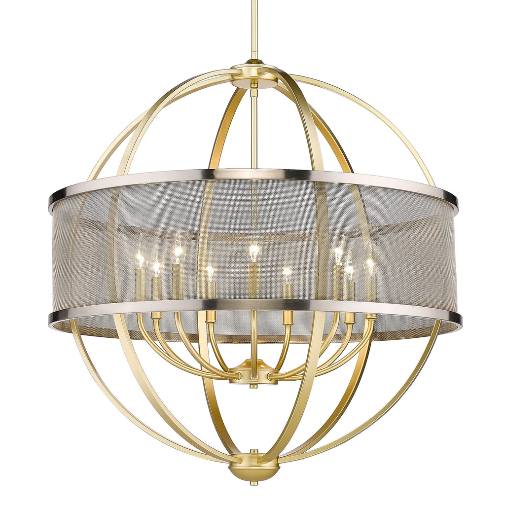 Colson 9 Light Chandelier (with Pewter Shade) - Olympic Gold