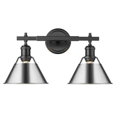 Orwell 2 Light Bath Vanity - Matte Black with Chrome Shades