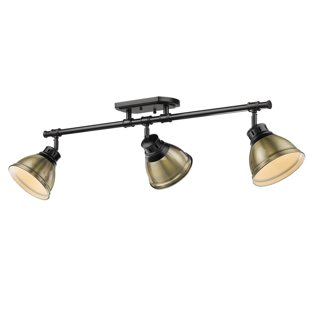 Duncan Semi-Flush - Track Light - Matte Black with Aged Brass Shade