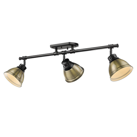 Duncan Semi-Flush - Track Light - Matte Black with Aged Brass Shade