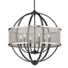 Colson 6 Light Chandelier (with Pewter Shade) - Matte Black