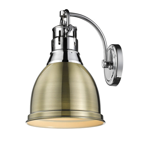 Duncan 1 Light Wall Sconce - Chrome with Aged Brass Shade