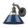 Orwell 1 Light Wall Sconce - Matte Black with Navy Shade